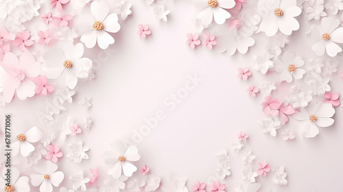 Light pink floral background with free space in the center. Empty space for product placement or advertising text. photo