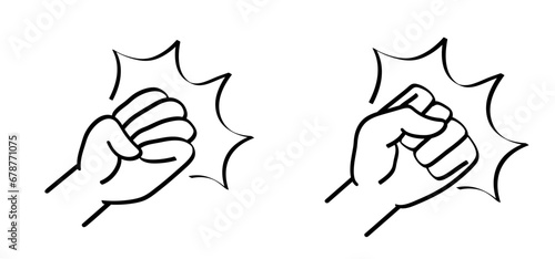 Fist, violence sign. Fist punching or hitting pictogram. For stop senseless violence or domestic violence against. Psychology icon. Nonviolence concept. Angry, afraid person.