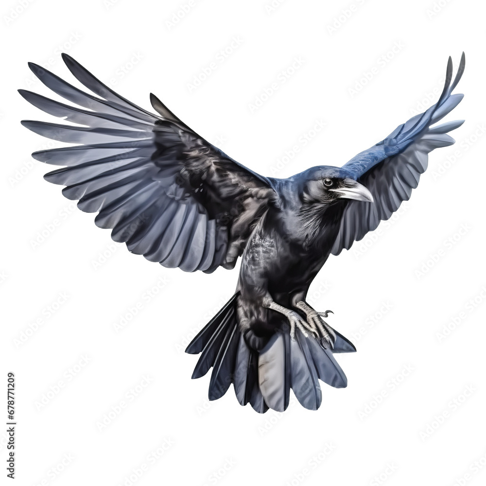 Fototapeta premium A crow flying on transparent background