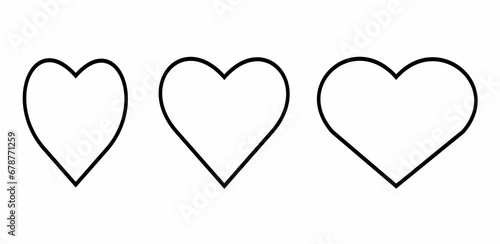 Collection of heart illustrations, Love symbol icon set, love symbol vector.