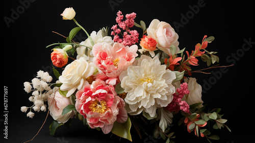 Flower Bouquet on Black Background © JJS Creative