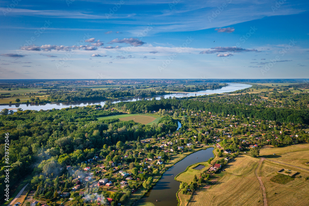 Landscape of the Wisla river near Chelmno at summer, Poland