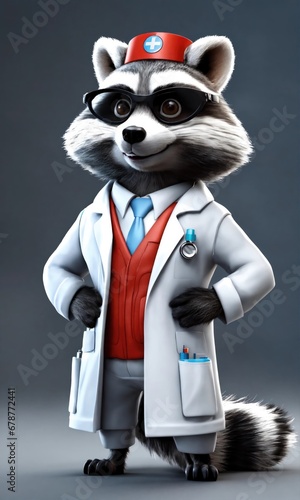 Doctor raccoon character
