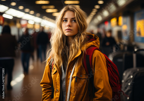 The Solo Traveler's Journey: A Woman Embracing Adventure at the Train Station