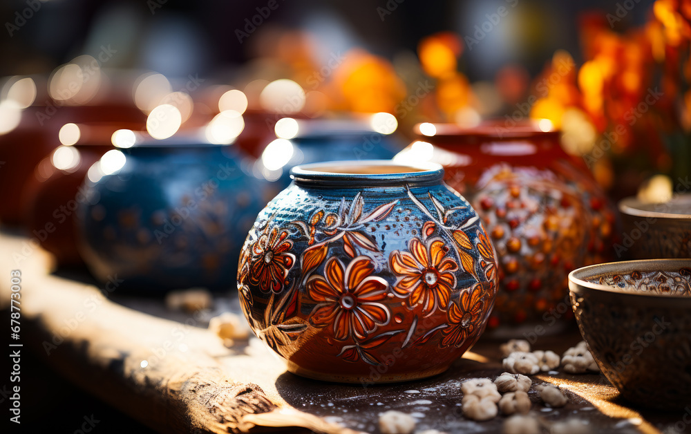 A Collection of Colorful Vases on a Rustic Wooden Table