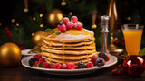  Festive Holiday Brunch with Pancakes and Mimosa