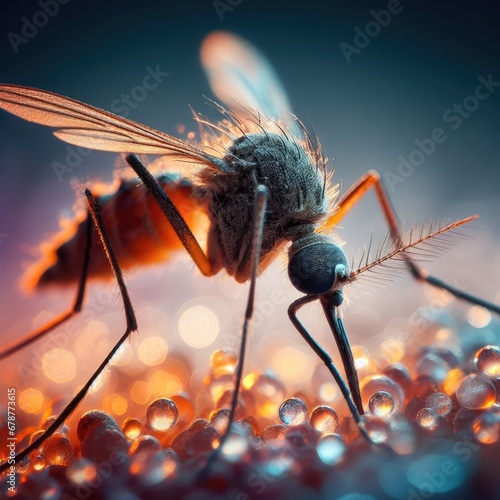 close up of a mosquito on a  ground macro insect background © Садыг Сеид-заде
