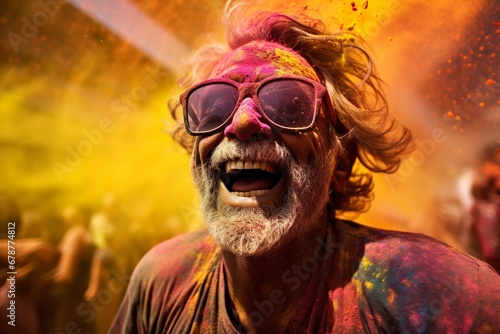 Explosive burst of colors, Holi celebration.