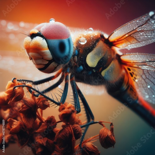 dragonfly on flower macro insect background © Садыг Сеид-заде