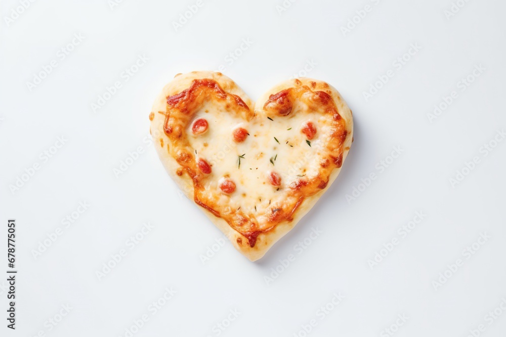 A small, heart-shaped pizza delight A small, heart-shaped pizza delight