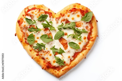 A small, heart-shaped pizza delight