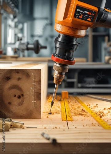 drilling hole in wood