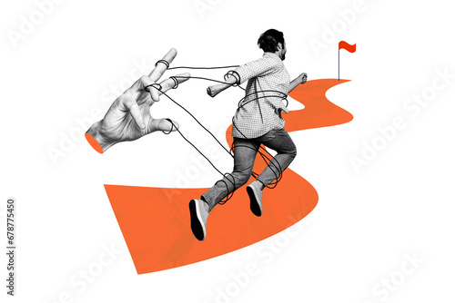 Принти на полотні Creative poster collage image of determined man feel struggle overcome difficult