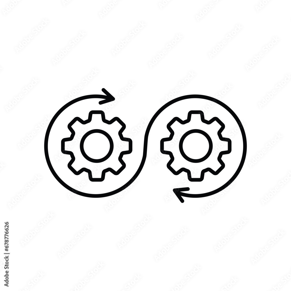 Development icon in transparent style. Devops vector illustration on isolated background. Cog with arrow business concept. Development icon in transparent style. Devops vector illustration on isolated background. Cog with arrow business concept.