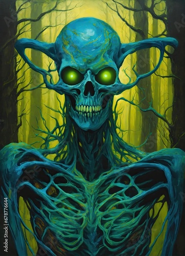 halloween skull in the forest