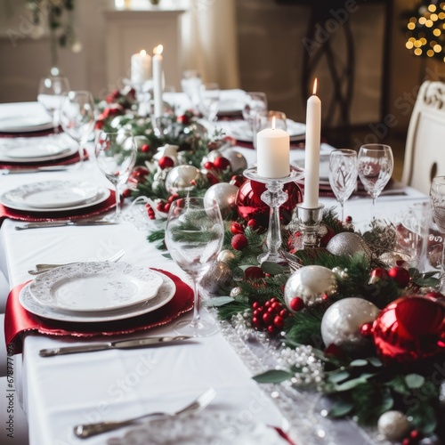 beautiful decorated christmas dinner table