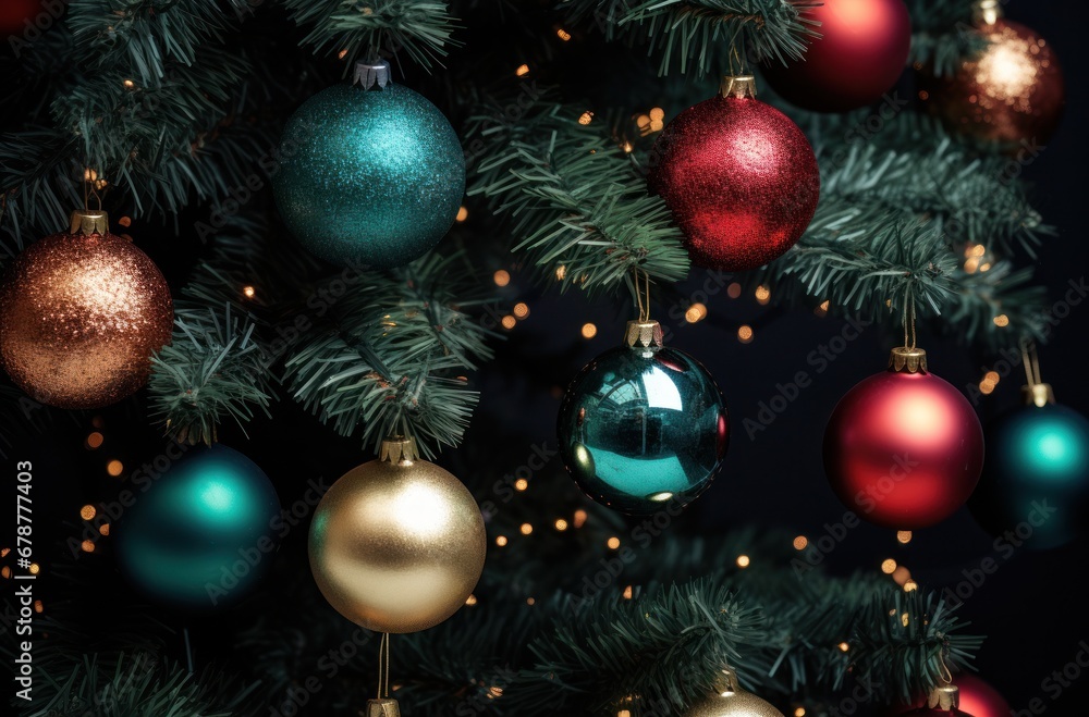 christmas tree with bright christmas balls