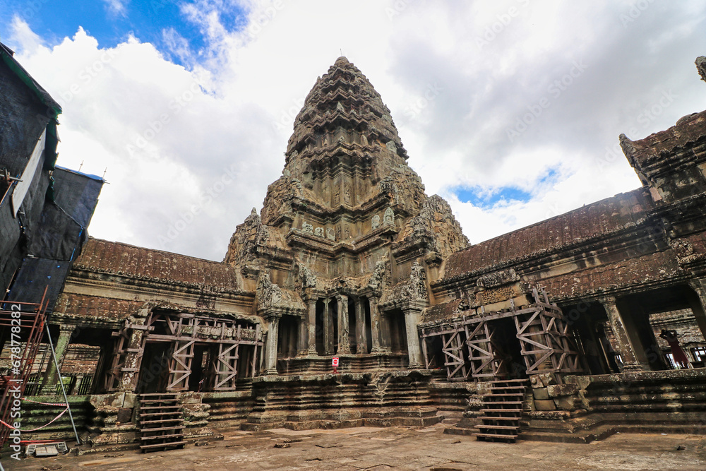 One of the 5 Main Towers or Gopura of the Angkor Wat Temple complex at Siem Reap, Cambodia, Asia