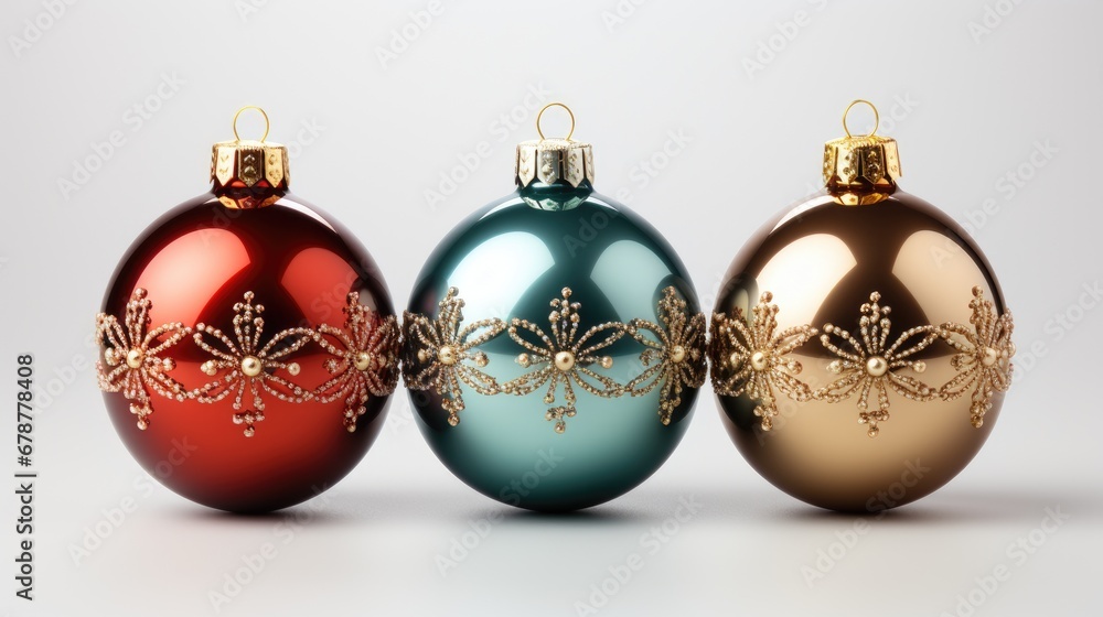 christmas ornament balls on white background christmas ornament balls on white background