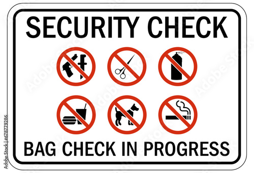 Search packages and vehicle sign security check bag check in progress