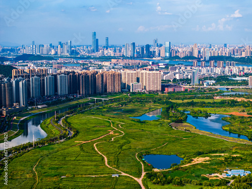 Urban Scenery Aerial Photography of Changsha City, Hunan Province, China © 坤 周