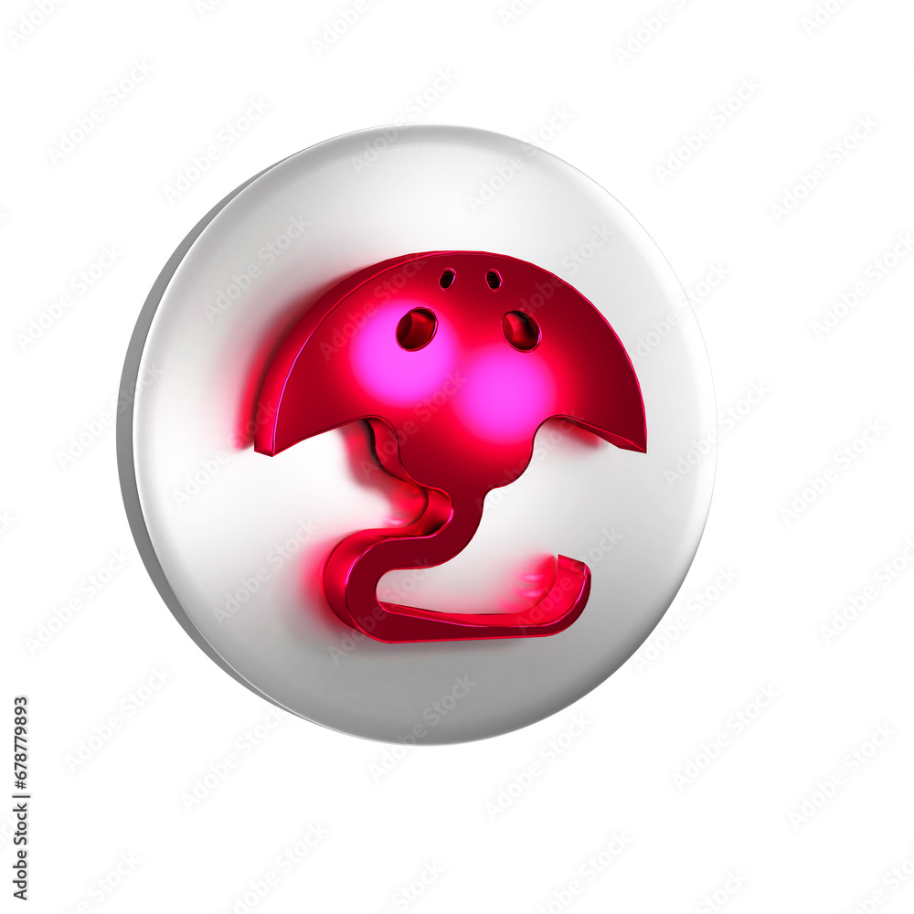 Obraz premium Red Stingray icon isolated on transparent background. Silver circle button.