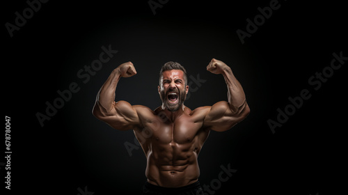 Man bodybuilder portrait. 