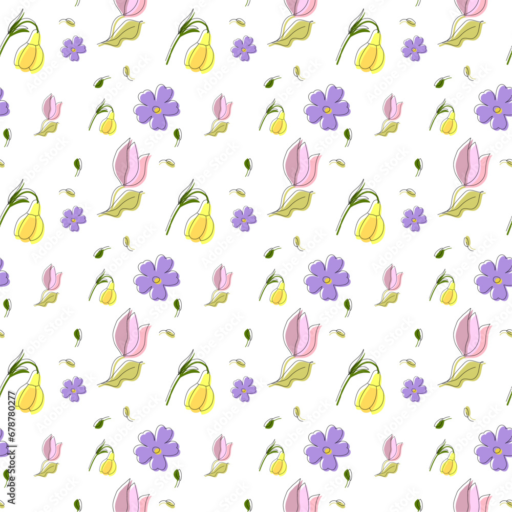 Flower seamless pattern multicolor wrapping paper retro style vector background print for fabric Flower seamless pattern multicolor wrapping paper retro style vector background print for fabric