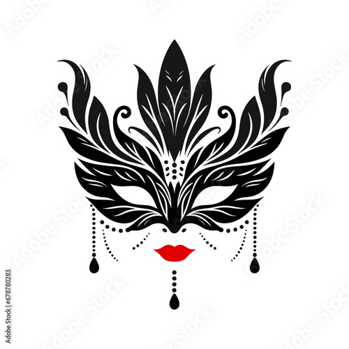 Masquerade and ornate vector illustration of a silhouette carnival mask on a white background