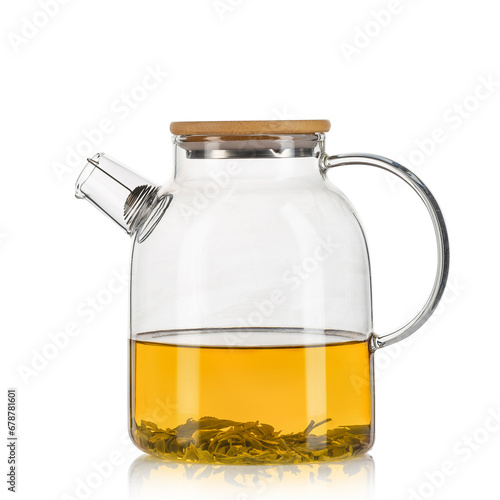 Isolated Teapot with tea. On white.