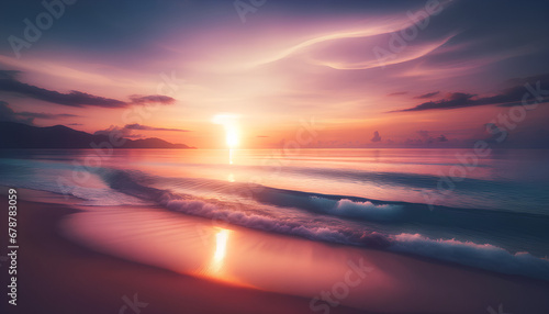 Tranquil Sunset at Serene Beach - Peaceful Ocean Background