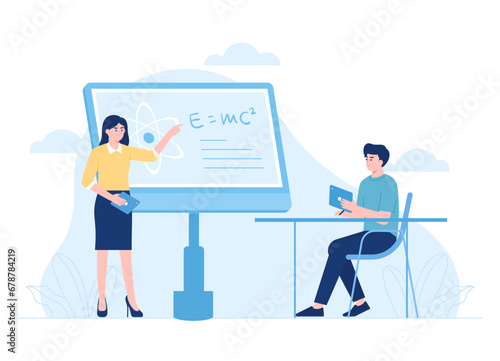 Online mathematics tutoring concept flat illustration