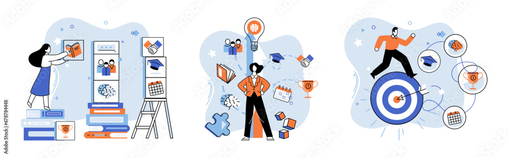 Self development. Vector illustration. Taking action is fundamental to self development and improvement Enhancing efficiency contributes to effective self development Growing Self development. Vector illustration. Taking action is fundamental to self development and improvement Enhancing efficiency contributes to effective self development Growing