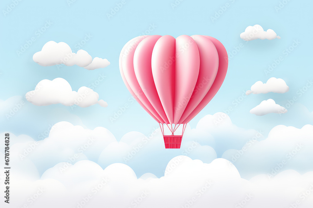 3D minimalist illustration of a floating balloon heart in pink, red, and white. Making it ideal for Valentine's Day or anniversary-themed designs. 3D minimalist illustration of a floating balloon heart in pink, red, and white. Making it ideal for Valentine's Day or anniversary-themed designs.