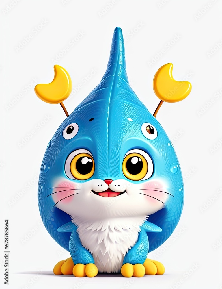Obraz na plátně 3d rendered illustration of a funny cartoon water drop character with eyes close