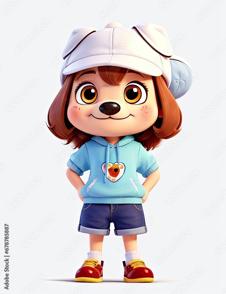 3D Render of Cute Little Girl with cap and t-shirt
3D Render of Cute Little Girl with cap and t-shirt