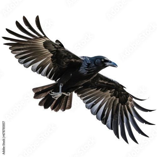 A crow flying on transparent background © Suralai