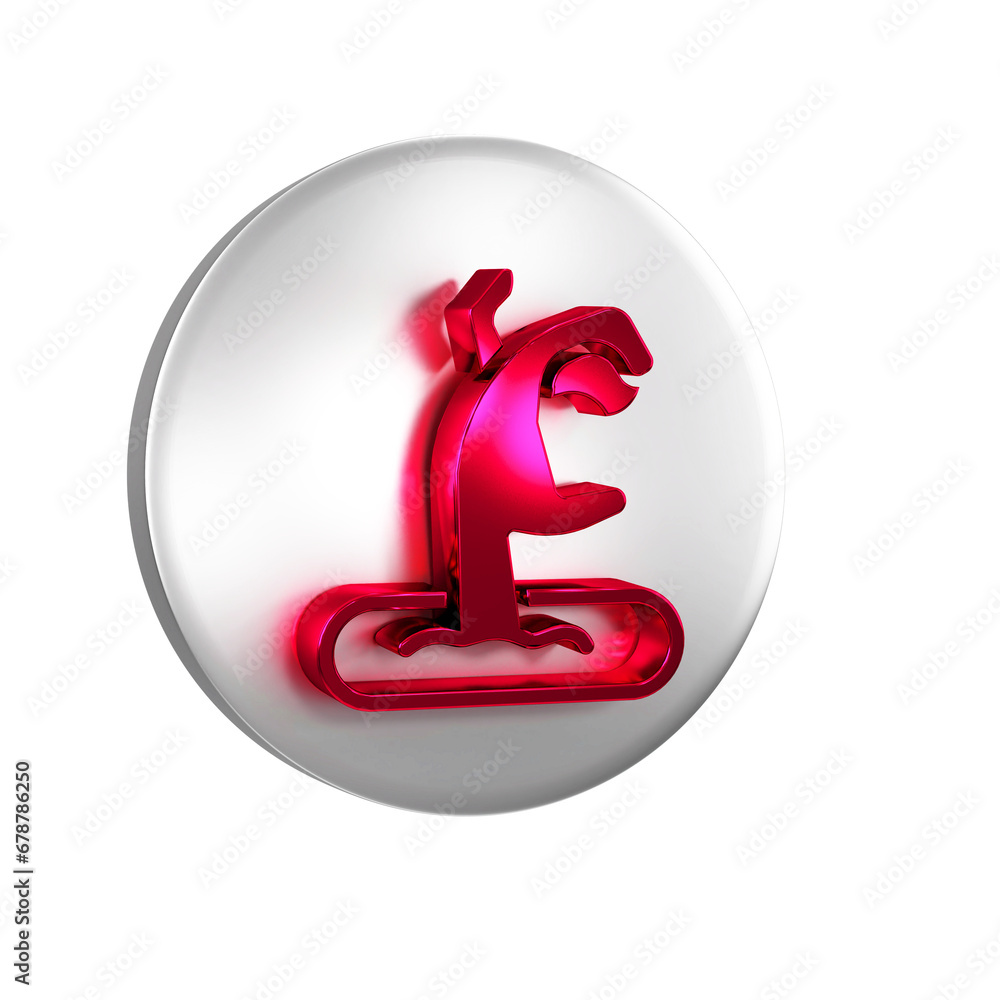 Red Zombie hand icon isolated on transparent background. Arm monster dead. Happy Halloween party. Silver circle button. Red Zombie hand icon isolated on transparent background. Arm monster dead. Happy Halloween party. Silver circle button.