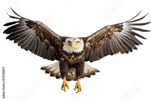 Bald eagle in flight on transparent background photo