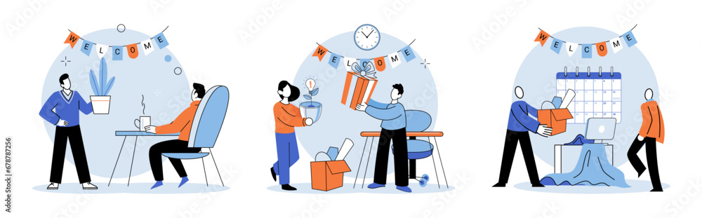 New employee. Vector illustration. The new employee metaphor highlights value teamwork and collaboration in achieving organizational goals The new employee metaphor serves as reminder continuous cycle New employee. Vector illustration. The new employee metaphor highlights value teamwork and collaboration in achieving organizational goals The new employee metaphor serves as reminder continuous cycle