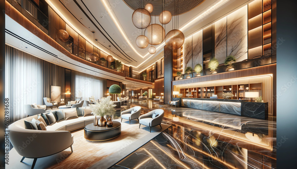 Elegance and Comfort: Modern Hotel Lobby