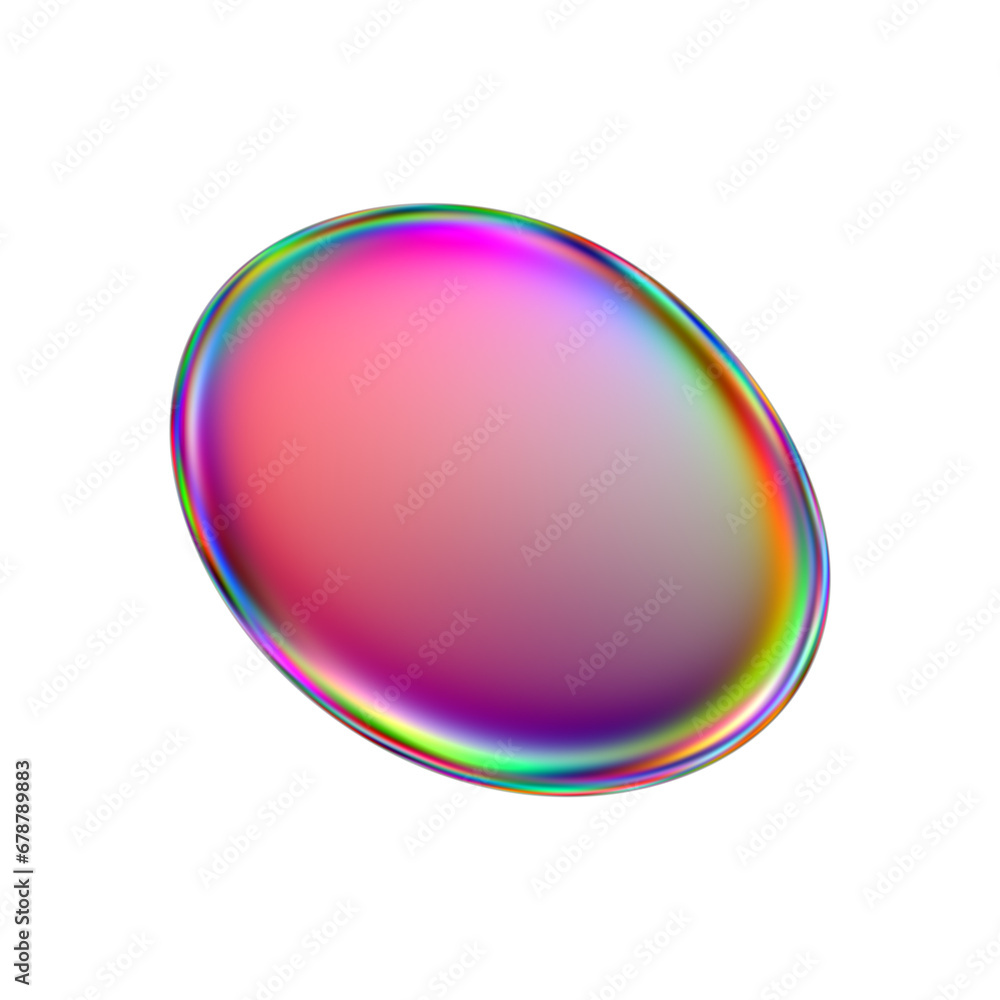 Iridescent blob shape. Abstract multicolor design element isolated on a transparent background.
