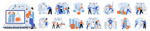 Business chaos. Vector illustration. Taking breaks and practicing self-care are essential in managing chaos and preventing exhaustion Addressing root causes chaos and implementing solutions clead