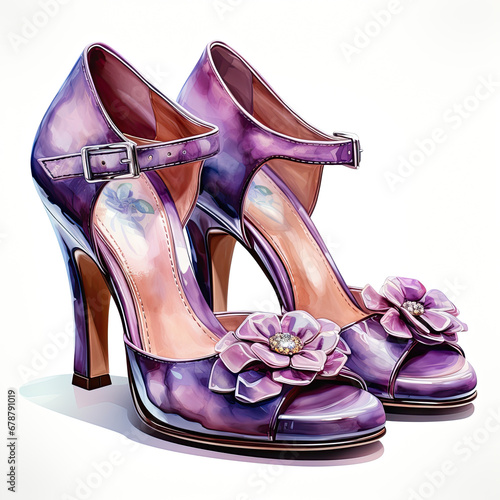 watercolor Platform Shoes clipart, Generative Ai