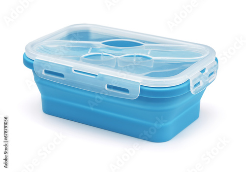 Blue collapsible silicone lunch box