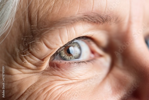 Macro old woman eye close up, AI Generated