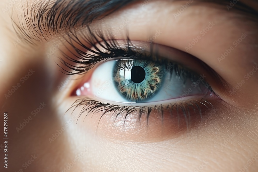 Fototapeta premium Macro young woman close up, AI Generated