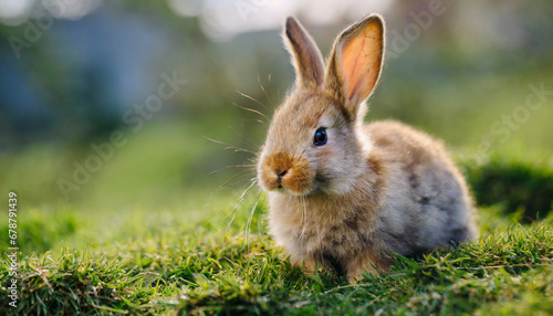 little rabbit on green grass