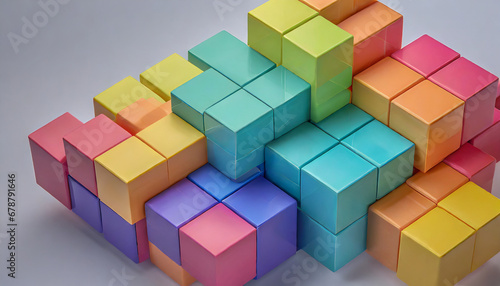 colorfull cubes as abstract 3d geometry background illustration generative ai