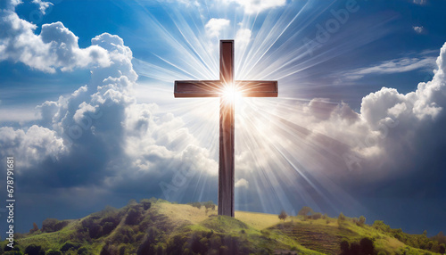 Photo generative ai picture of the holy cross symbolizing death and resurrection of je